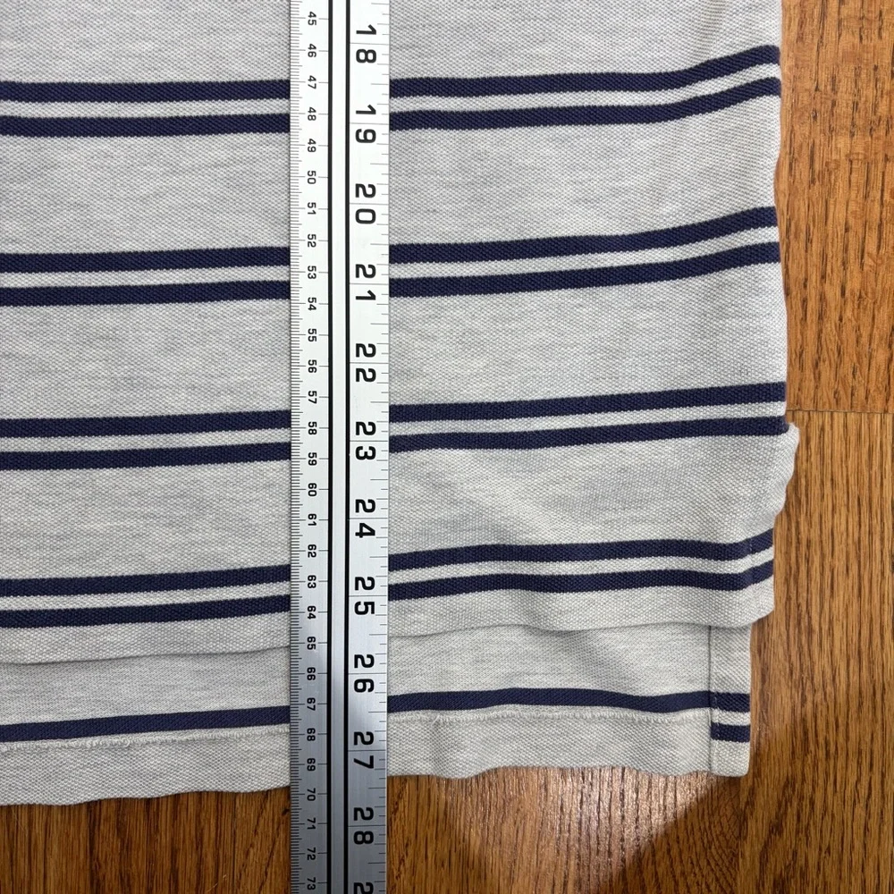 Polo Ralph Lauren Navy & Gray Striped Short Sleeve Polo Shirt (M)